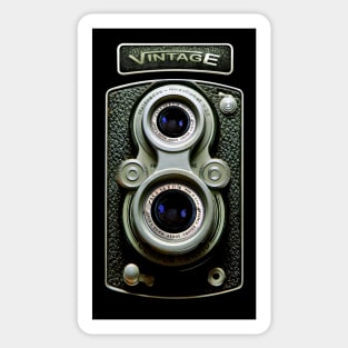 Classic Retro vintage black doff double lens camera Sticker